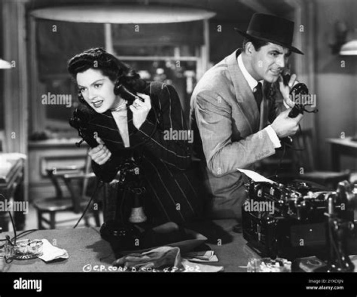 1940 comedy starring Cary Grant and Rosalind Russell as exes working at a newspaper: 3 wds.