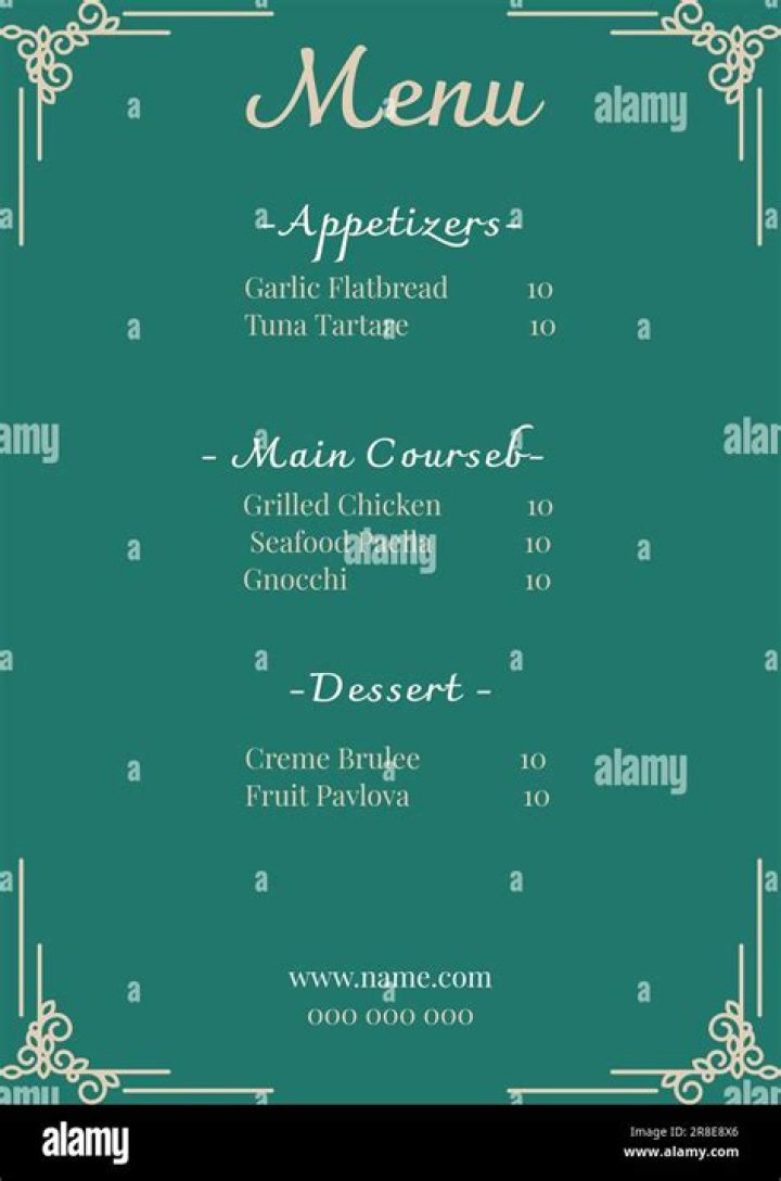 Appetizer entrée dessert