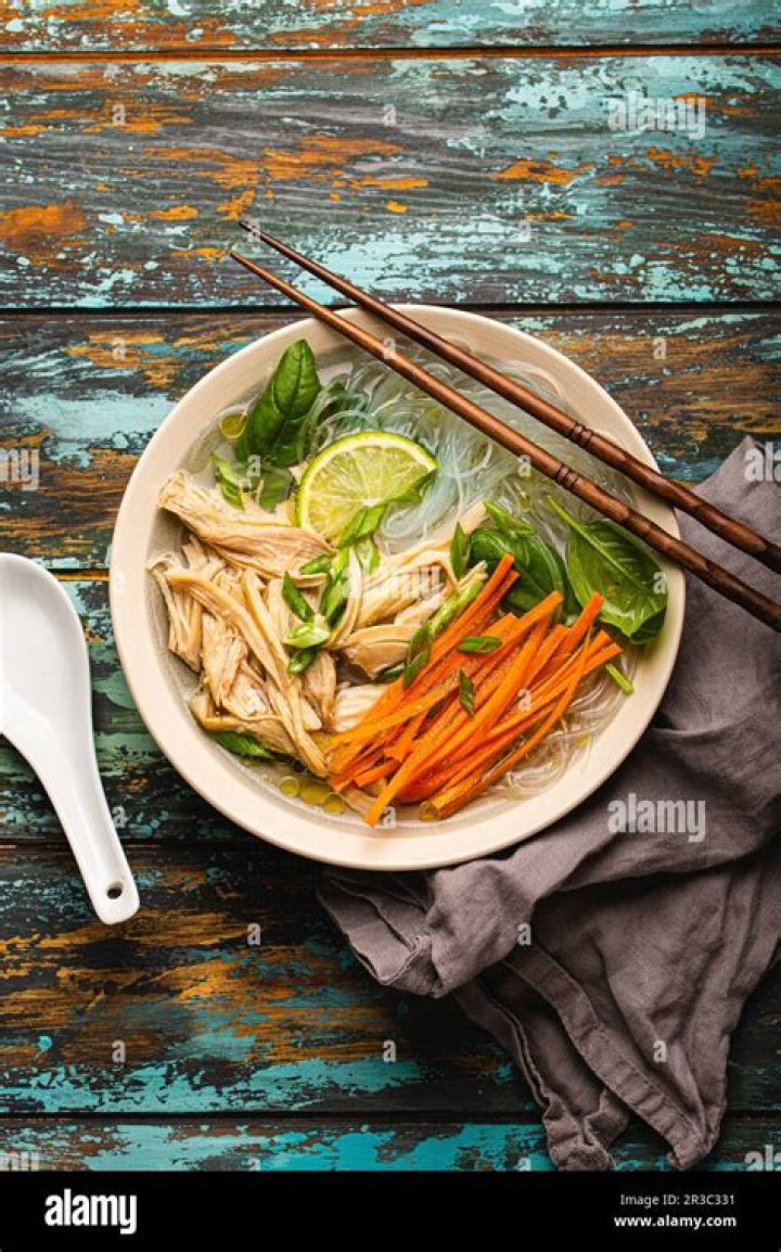 Asian soup with rice noodles