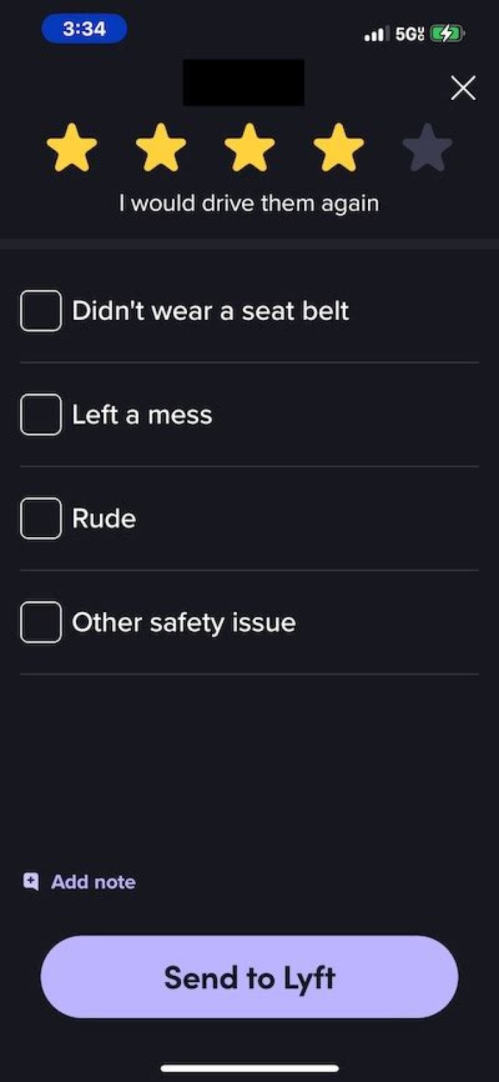 Assign stars to a Lyft driver for example