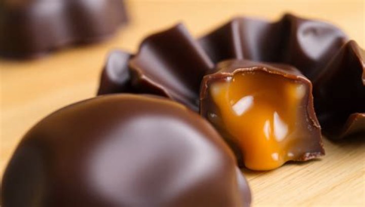 Caramel-filled chocolate candy