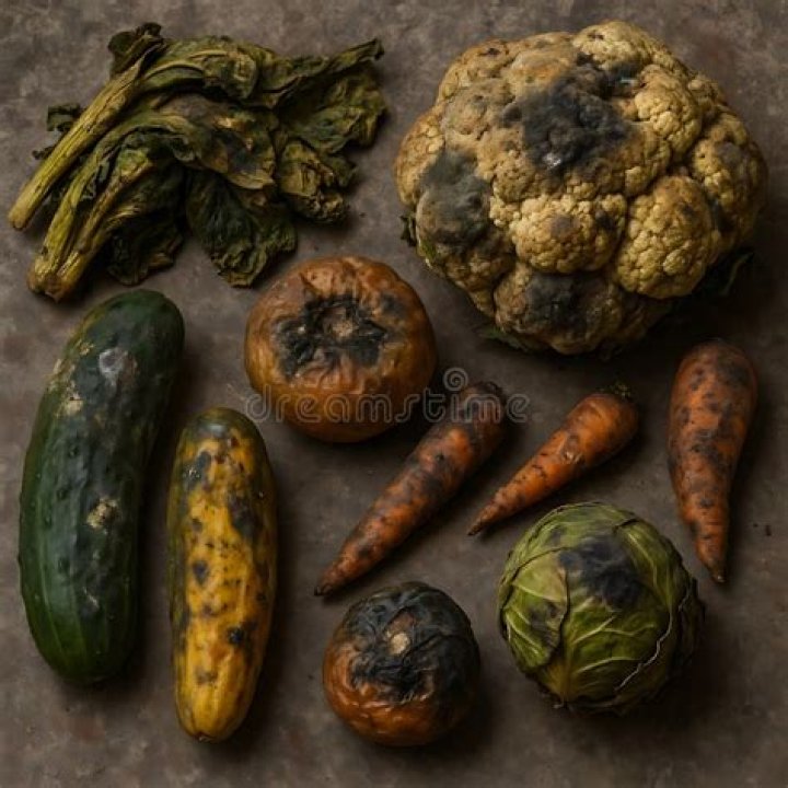 Decaying and turning green like old bread