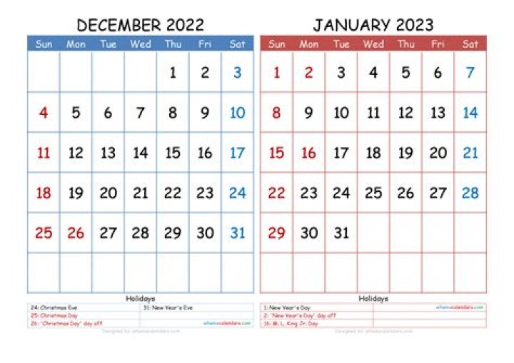 December 24 and December 31 for example