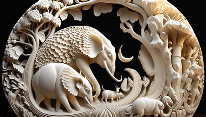 Elephant feature made of ivory