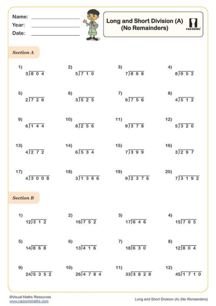 Exams that could be about long division or fractions: 2 wds.
