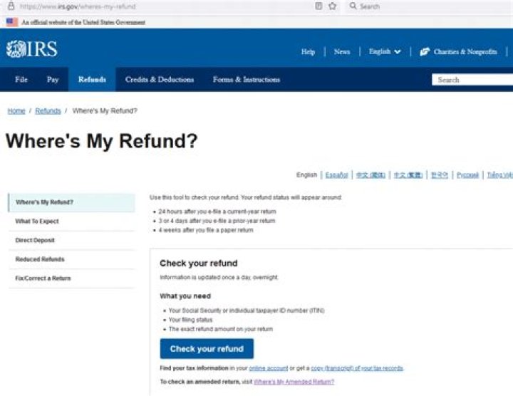 Federal agency whose website has a Where's My Refund? page: Abbr.