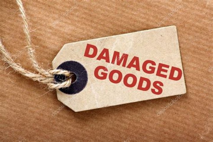 Label tag on damaged goods: 2 wds.