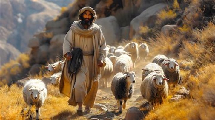 Male animal tended by a shepherd