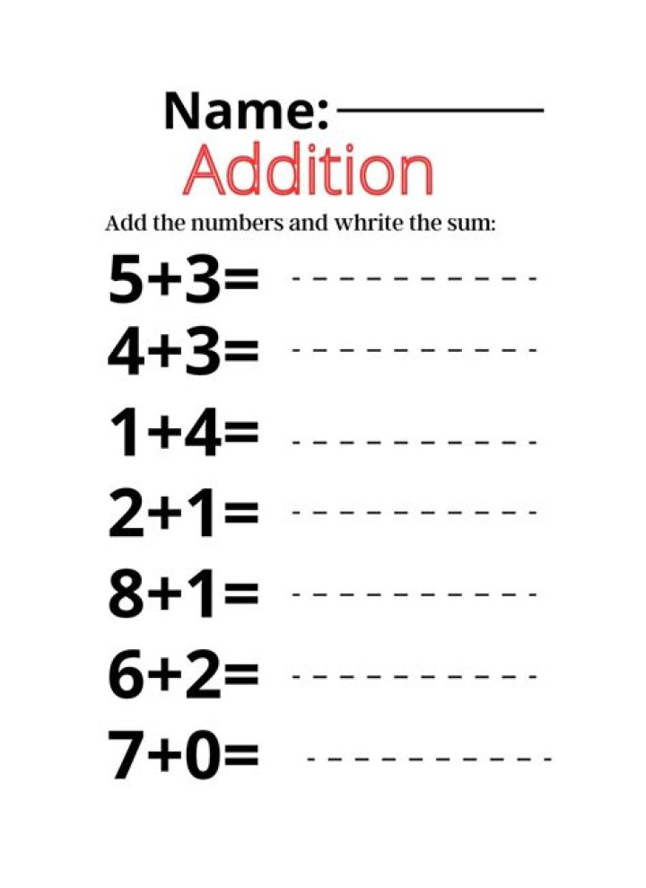 Math exercise that uses plus signs