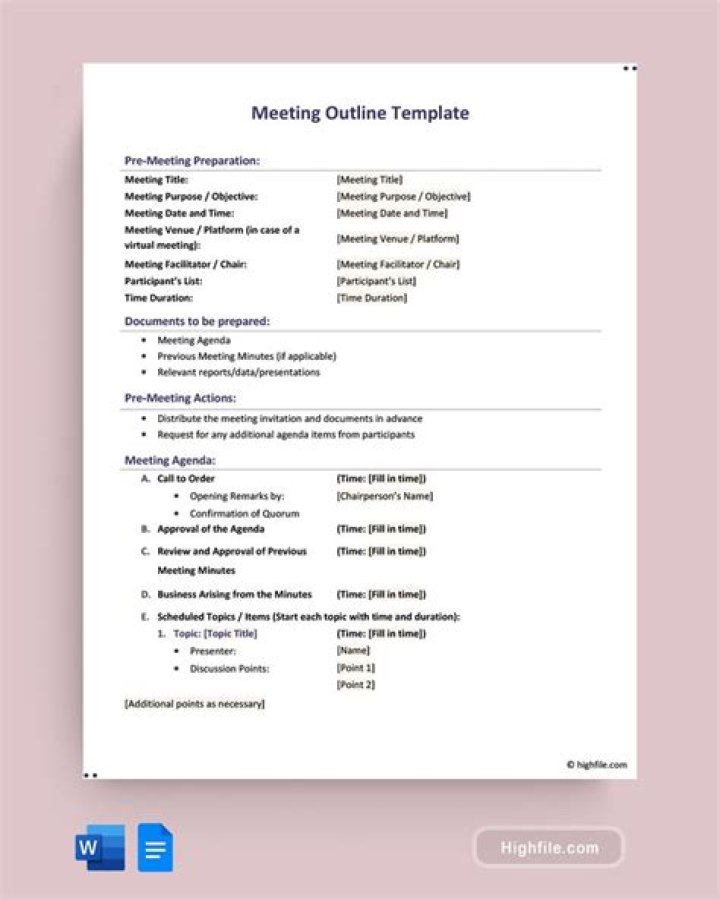 Meeting outline say