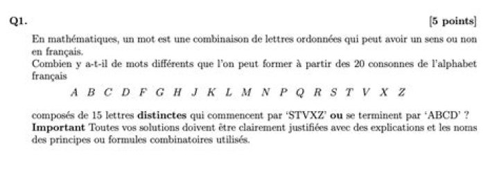 Ordered combination of letters