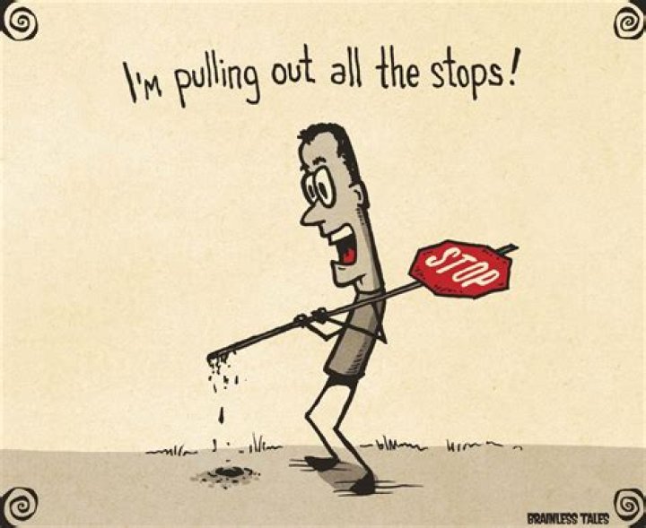 Pull out ___ the stops