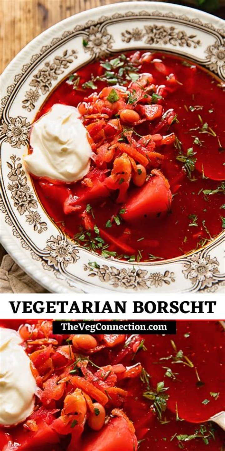 Red vegetables in borscht