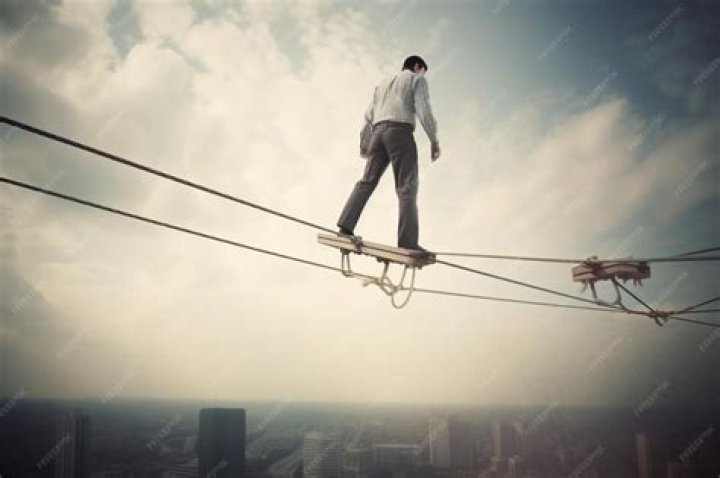 Safety item below a tightrope walker