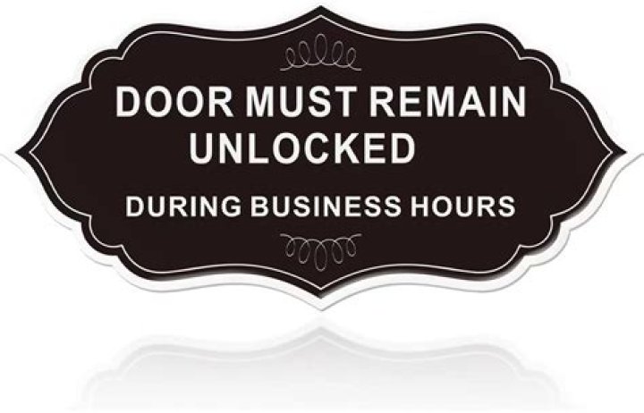 Sign on a shop's door during business hours