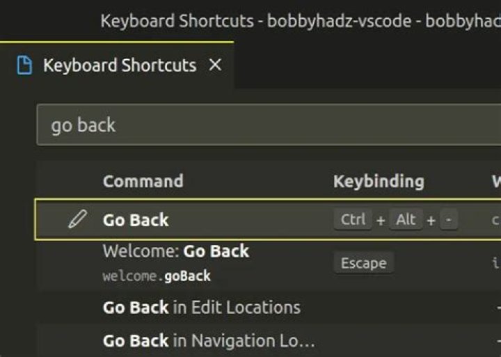 Spreadsheet program's go back command