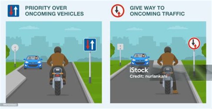 ___ TO ONCOMING TRAFFIC (road sign)