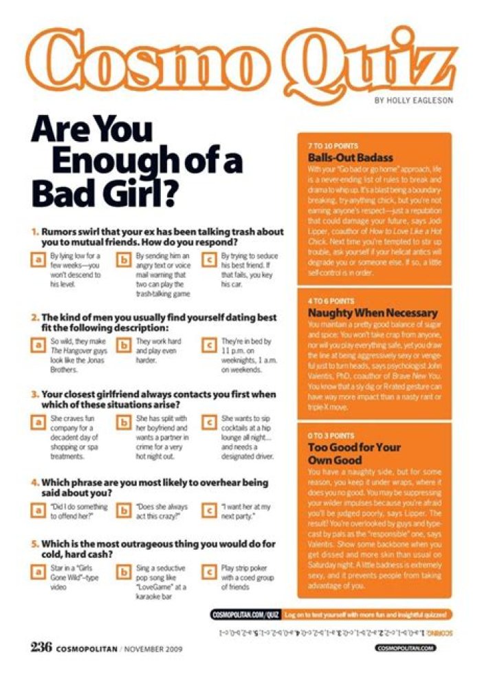 Women's magazine known for its quizzes for short