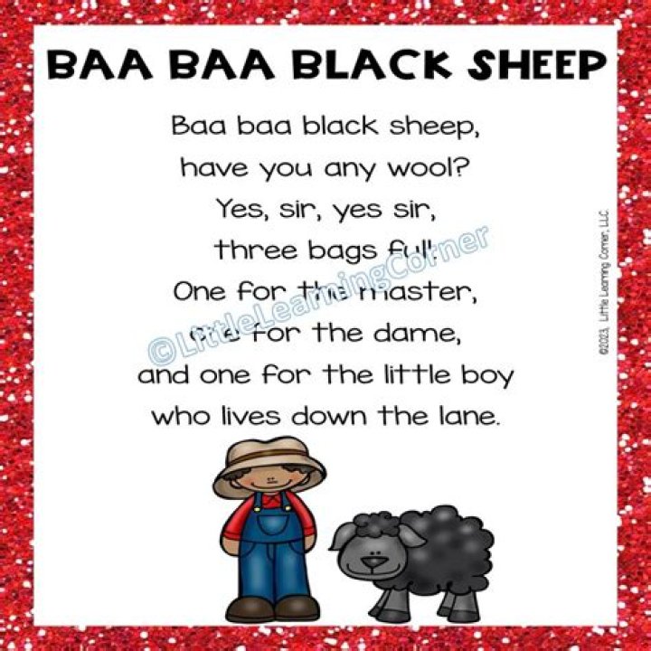Word repeated before black sheep in a nursery rhyme